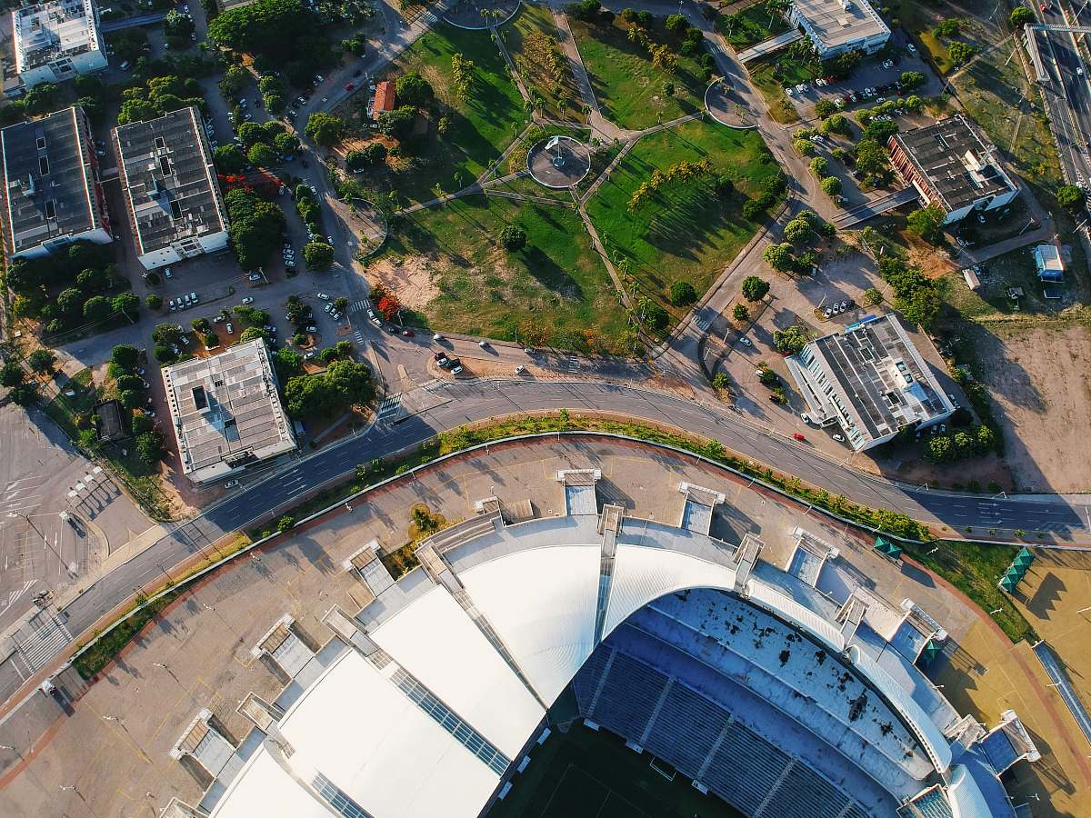 aerial view aerial photography of stadium landscape